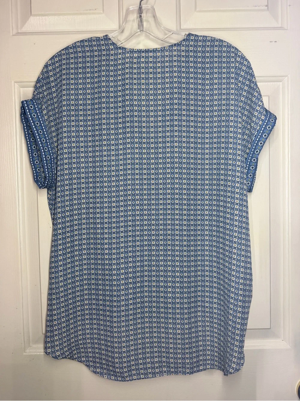 Max Studio Blue Patterned Faux Wrap Tunic